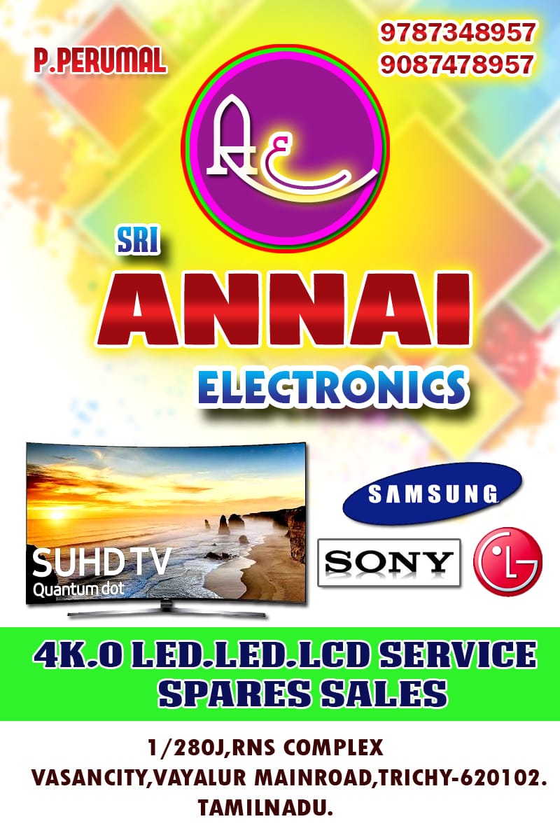 Samsung,Sony,LG,Intex,Micormax LED & LCD TV Service ,Repair & Spares Sales Center in Trichy
